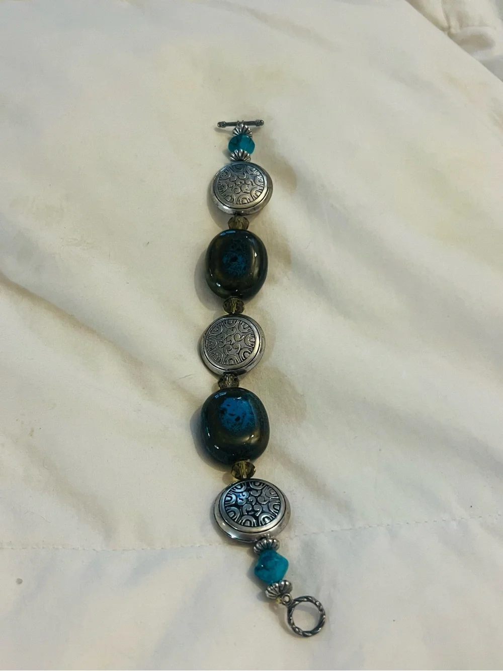 Handmade Turquoise & Silver Statement Bracelet